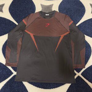 Gymshark Onyx 5.0 Black / Carmine Red Seamless Long Sleeve T-Shirt